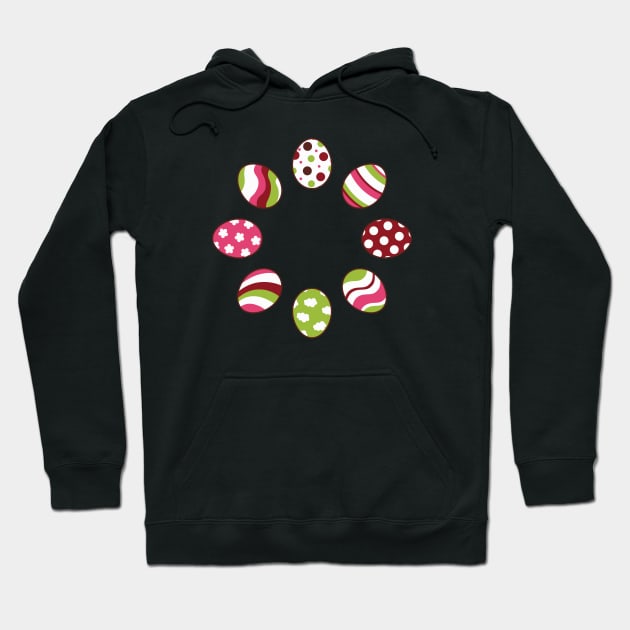 Eggs | Pink Green | Stripes | Dots | Clouds | Black Hoodie by Wintre2